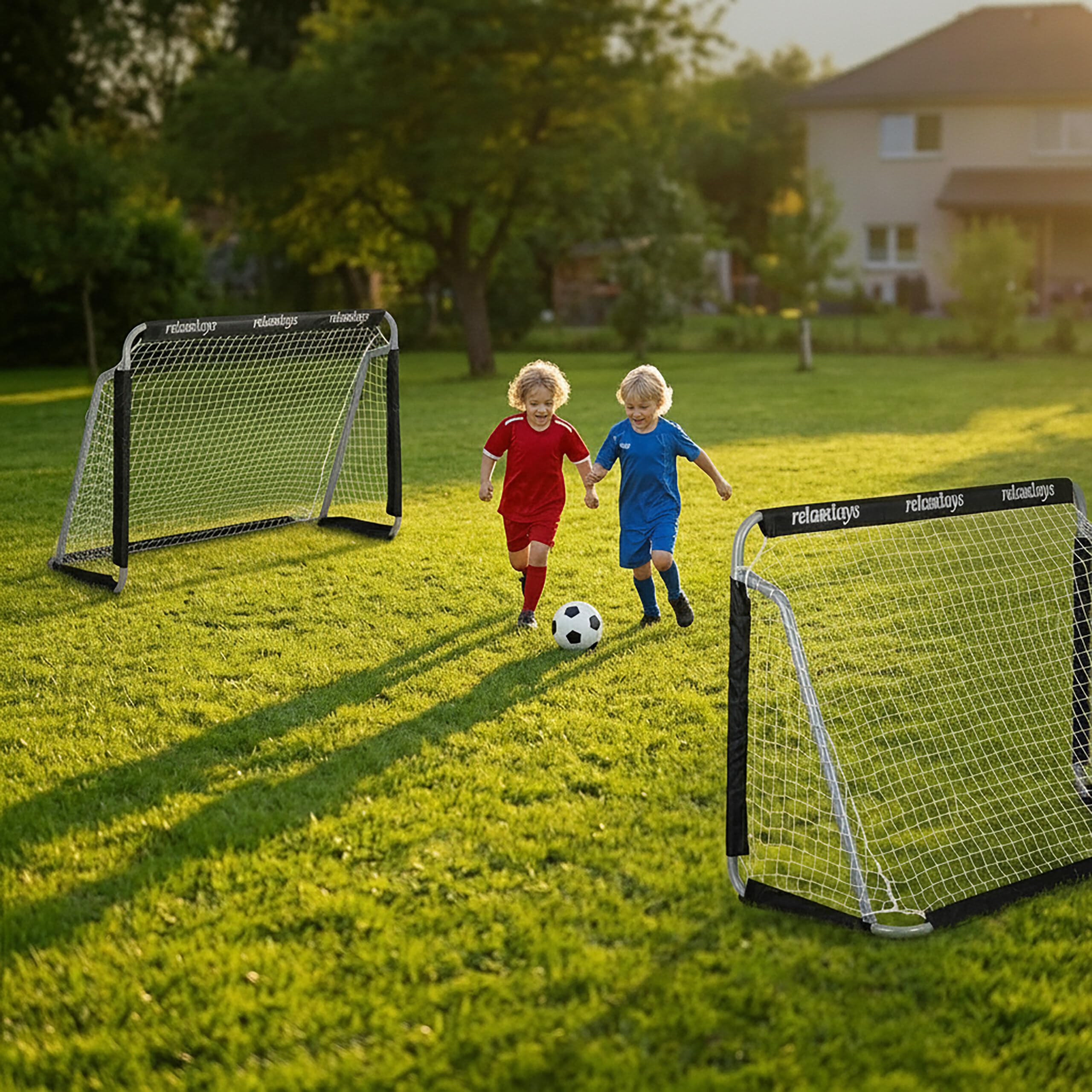 Relaxdays But de Football, Lot de 2, Enfants et Adultes, HLP : 110 x 150 x 75 cm, métal, Cage Stable pour Foot, Noir