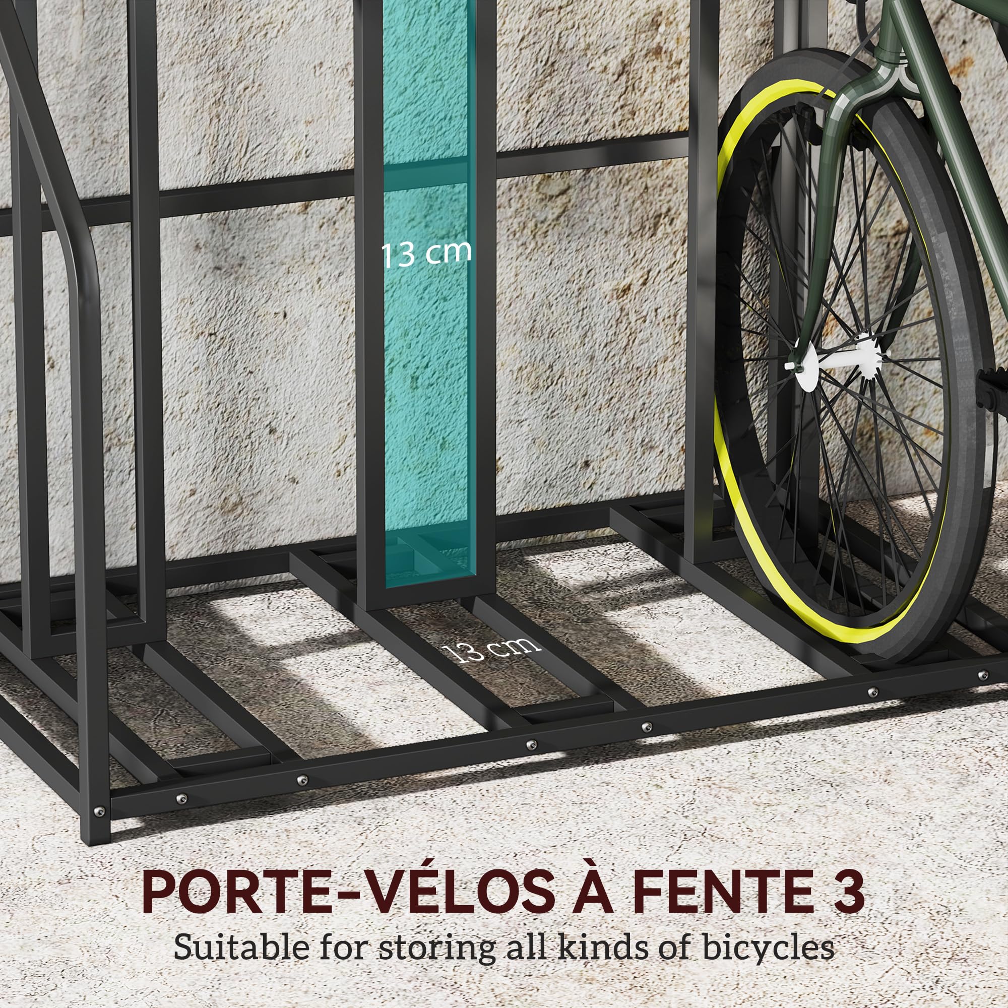SPORTNOW Stojak rowerowy, parking 3 rowerowy, górny kosz, czarny | 4 regulowane haczyki typu S, miejsce na rower szosowy, MTB, hybrydowy, dla dorosłych lub dzieci