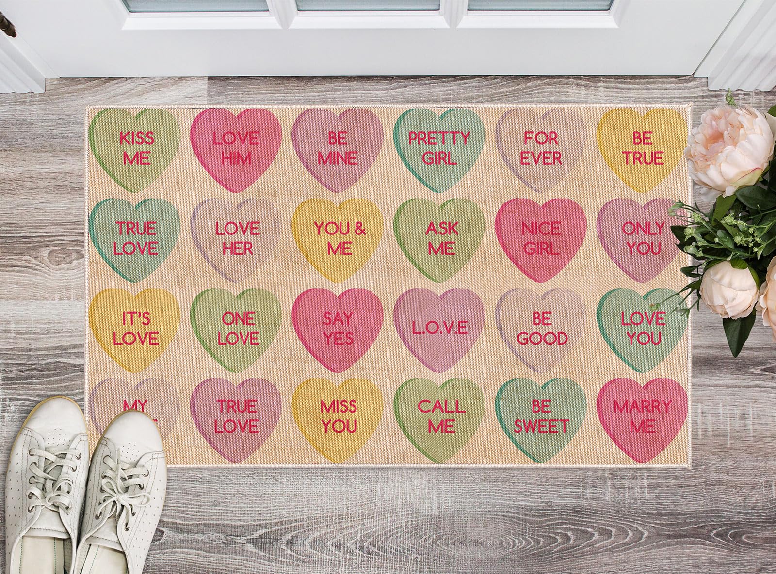 Paillasson Saint-Valentin Whaline 43x74 cm tapis entrée cœur antidérapant