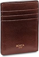 Vista 1 de Bosca Cartera de cuero con bolsillo frontal de lujo para hombre, Marrón oscuro