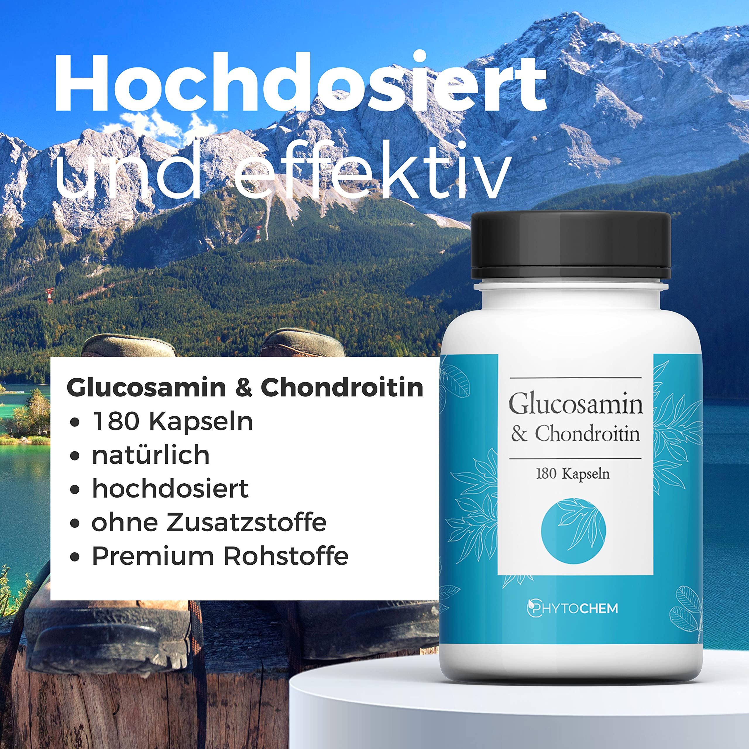 Glucosamin und Chondroitin 180 Kapseln, hochdosiert, 2700 mg pro Tagesdosis, ohne Zusatzstoffe und laborgeprüft