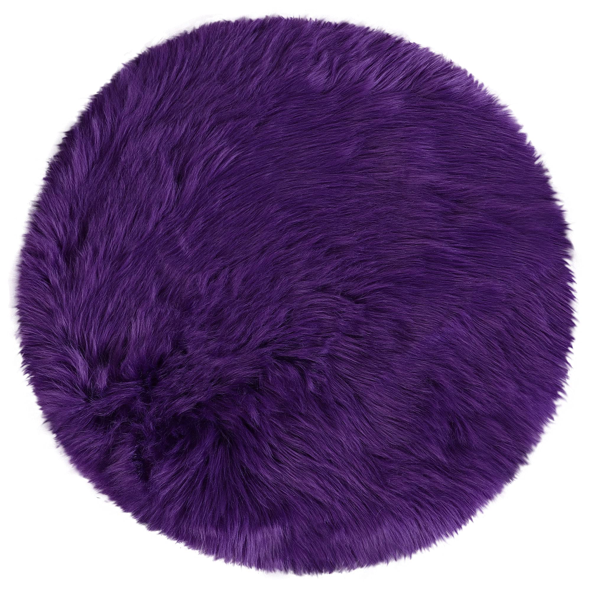 uxcell Faux Fur Round Rug,Fluffy Area Mat,Fluff Rugs for Bedroom Floor Sofa Living Room 2 x 2 Feet Purple