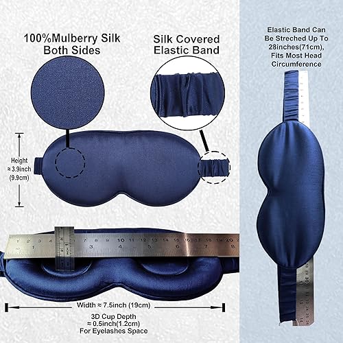 Miniatura 4 de Antifaz de seda para dormir para mujeres y hombres - Máscaras opacas 3D contorneadas para ojos para dormir extensiones de pestañas - 22Momme seda de