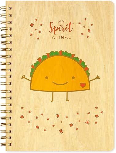 Night Owl Paper Goods Diario Spirit Animal con cubiertas de madera real