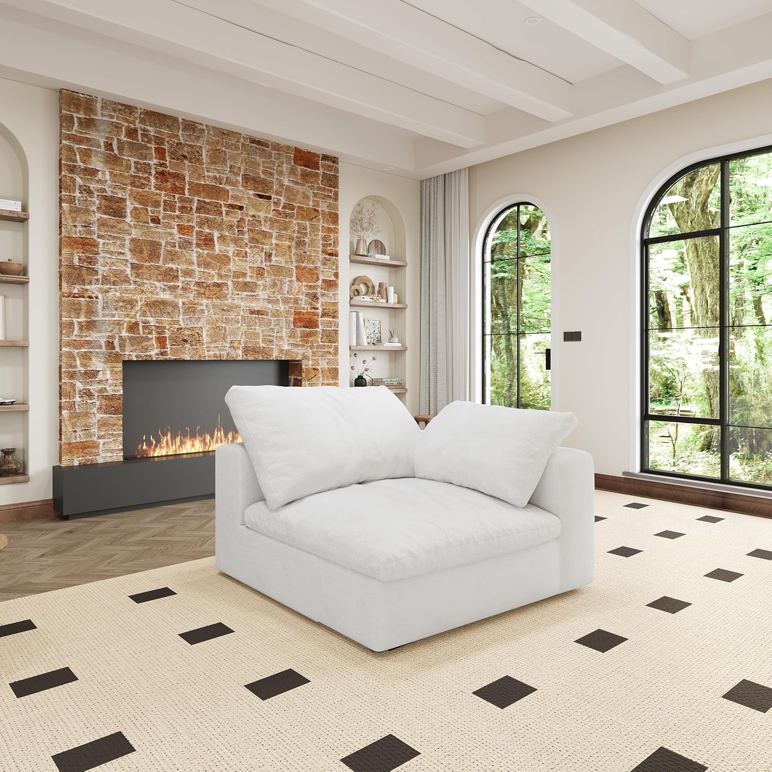 Versatile Modular Cloud Sofa 8-Seater, Feather-Filled Cushions for Comfort, Stylish White Design