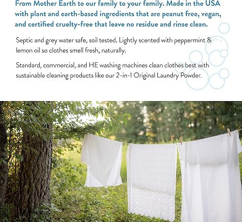 Miniatura 6 de Molly's Suds Polvo de lavandería original 2 en 1 con aumento de brillo de oxígeno, detergente natural para ropa y removedor de manchas, menta con