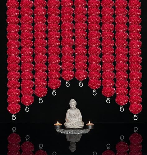 Miniatura 2 de Crocon Guirnalda de caléndula artificial de 4.5 pies para decoración de flores sintéticas largas para decoración del hogar, boda, Diwali, Navidad y