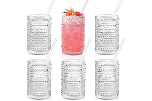 Hobnail Drinking Glasses with Straws