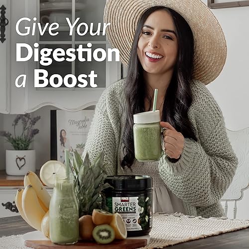 Miniatura 7 de Force Factor Smarter Greens Superfoods + polvo de digestión, paquete de 2, polvo verde con 2 mil millones de probióticos, enzimas digestivas y