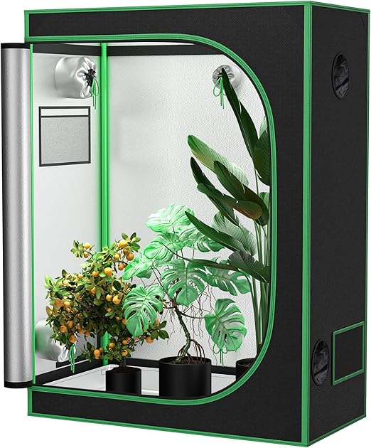 2x4 Grow Tent, High Reflective Mylar Hydroponic Growing System, 48"x24"x60" Indoor Growing Tent Greenhouse Kit, Grow Box w/Observation Window & Floor Tray, Home Plant Fruit, Flower, Farmer Veg