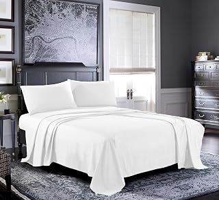 Pure Bedding Bed Sheets - Queen Sheet Set [4-Piece, White] - Hotel Luxury 1800 Brushed Microfiber - Soft and Breathable - Deep Pocket Fitted Sheet, Flat Sheet, Pillow Cases OEKO-TEX STANDARD 100