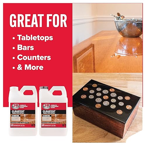 Miniatura 6 de J-B Weld Resina epoxi de mesa, kit de 1 galón, cura transparente, tiempo de curado rápido, resistente a los rayos UV, mínimo burbujas, resistente a