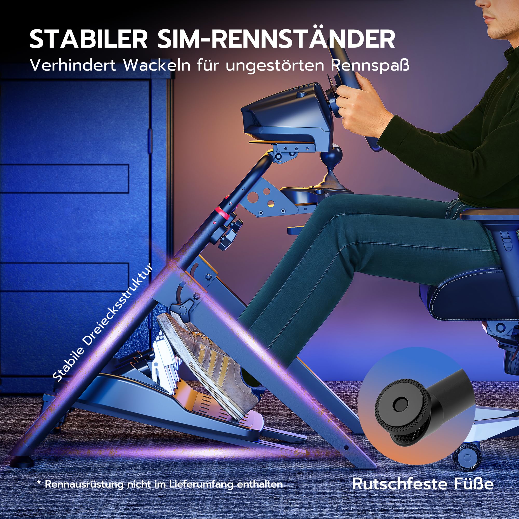 ARES WING Lenkradständer kompatibel mit Fanatec, Thrustmaster, Logitech, Moza, faltbares SIM Racing Cockpit für Lenkrad Gaming Wheel Stand, neigungsverstellbar für PS4 Xbox PC