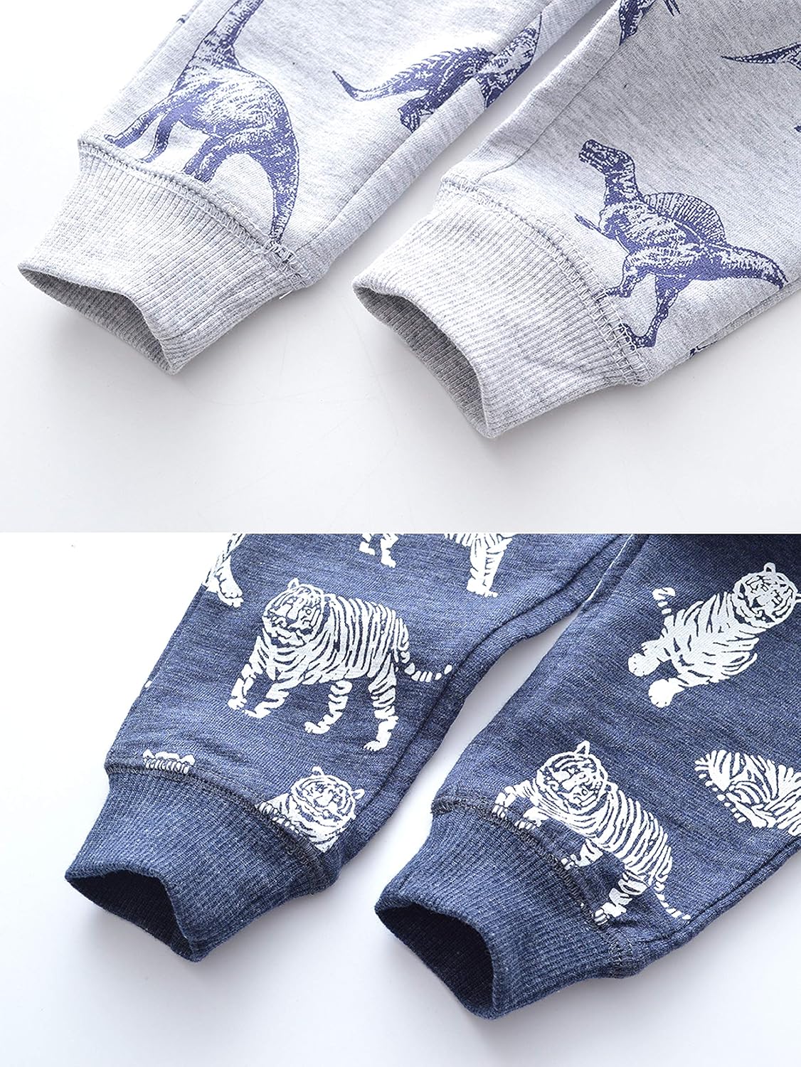 HUAER& Baby Boy's Jogger Pants Dinosaur Car Animal Print Drawstring Elastic Sweatpants 2-Pack