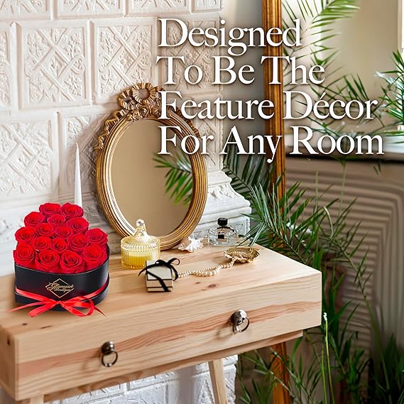 GLAMOUR BOUTIQUE 16 Flower Forever Heart Shape Box, Mothers Day Gift For Mom, Eternal Preserved Roses Gift for Her, Flowers bouquet, For Birthday, Anniversary, Girlfriend - Red