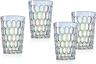 Godinger Tumbler Glasses, Beverage Glasses, Drinking Glasses Rainbow Iridescent - 12 oz – Set of 4