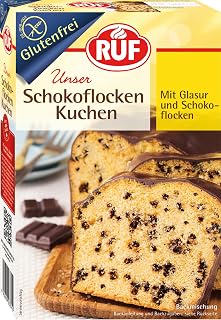 RUF Glutenfreier Schokoflocken-Kuchen mit Kakaoglasur und Schoko-Stückchen, fluf