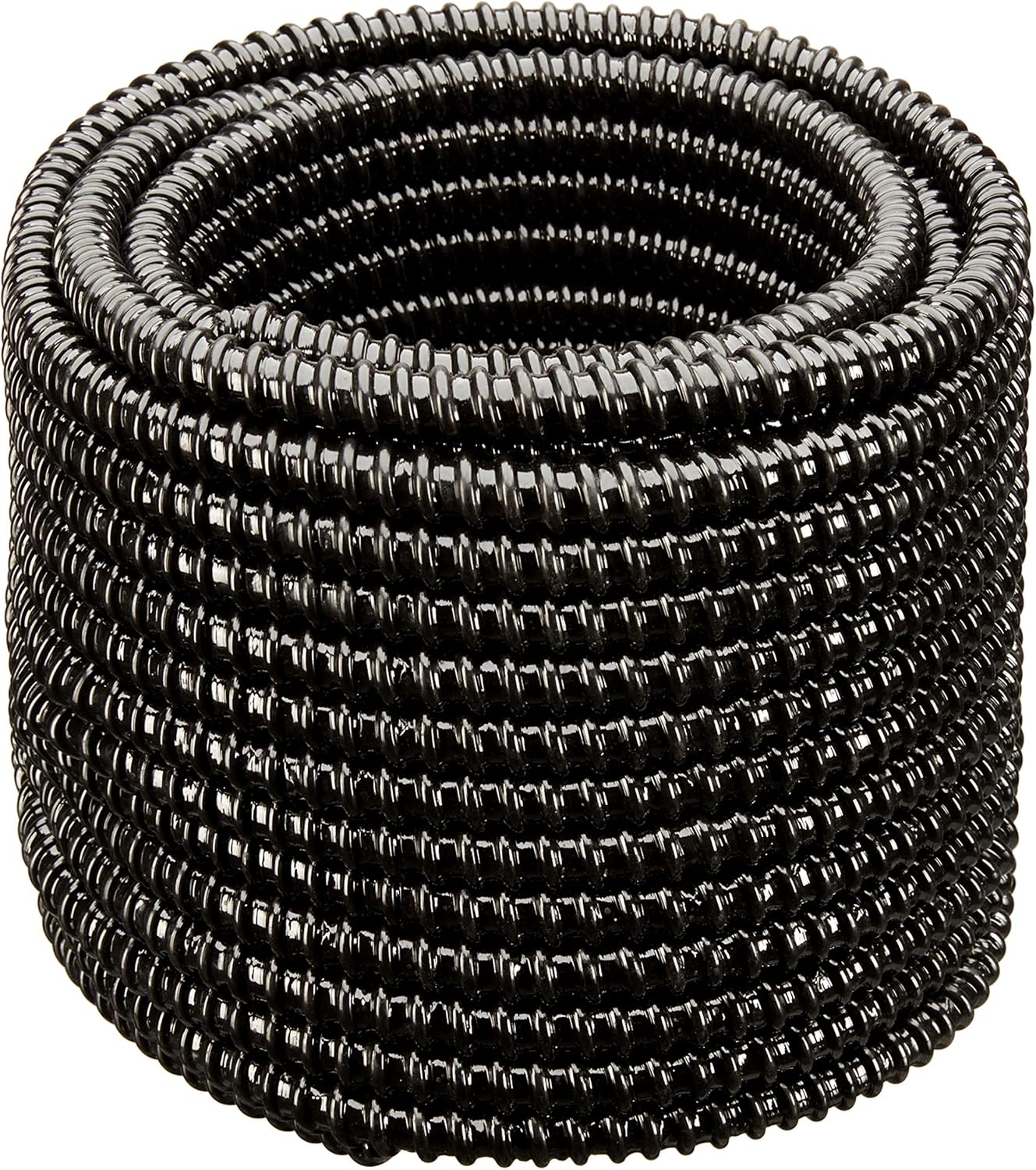 HydroMaxx Flexible Corrugated PVC Non-Split Tubing and Convoluted Wire Loom - UV Stabilized - Rated for Outdoor Use (1" dia x 50 ft, Black)