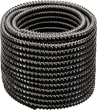 HydroMaxx Flexible Corrugated PVC Non-Split Tubing and Convoluted Wire Loom - UV Stabilized - Rated for Outdoor Use 1" dia x 100 ft, Black