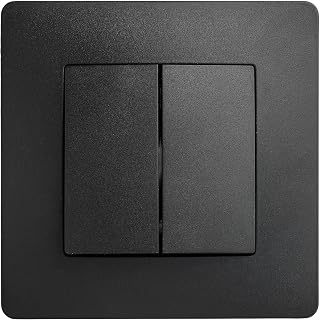 DEBFLEX - Caly – Doppel-Wechselschalter – quadratischer Wandschalter für Beleuchtungssteuerung – automatische Anschlussklemmen – ABS – Unterputz – Schwarz – 85 x 85 x 37 mm