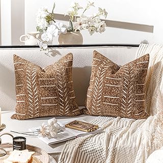 BlissBlush Fall Brown Decorative Throw Pillow Covers 18X18, Set of 2, Bo...