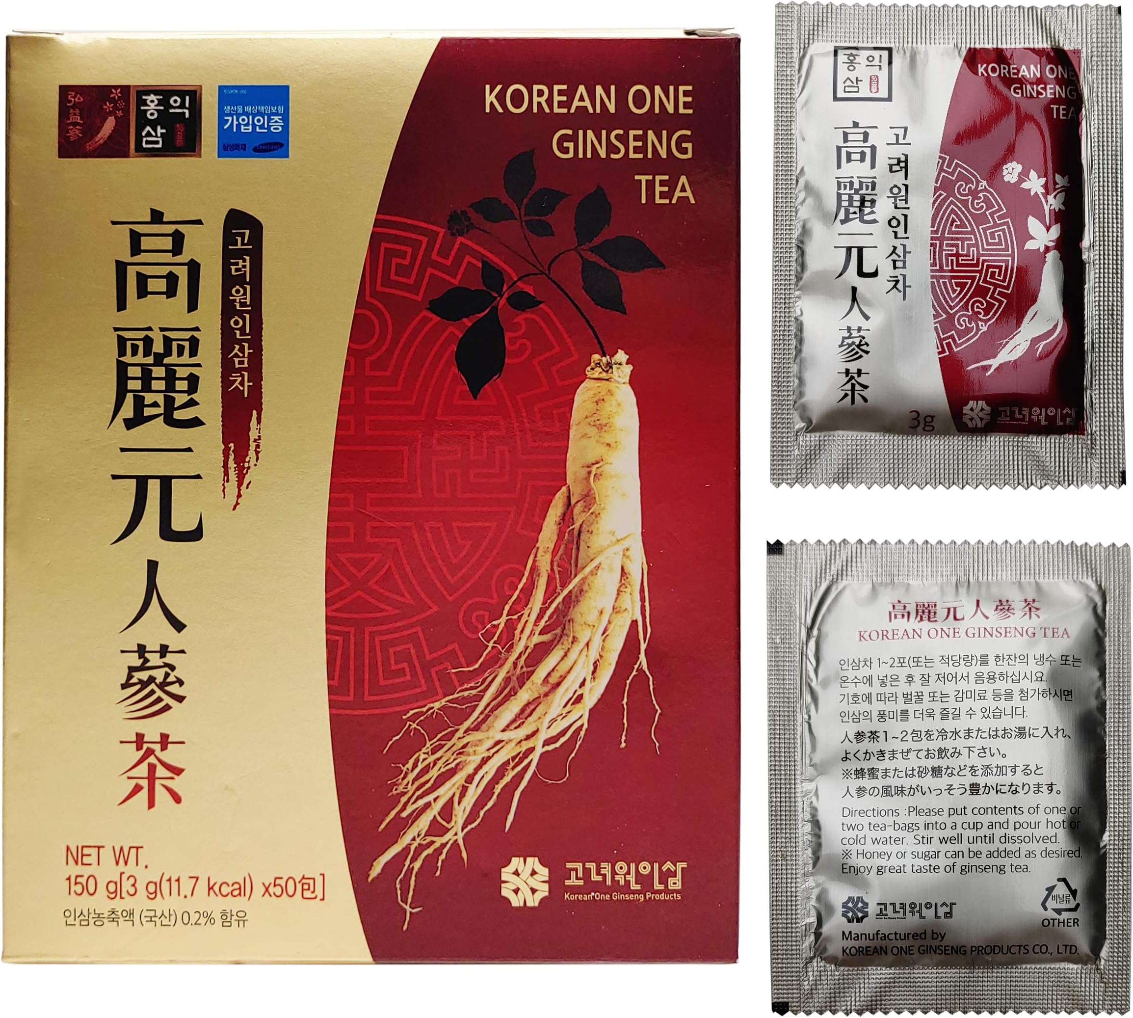 Amazon.com : LENITH Korean Panax Ginseng Roots Extract Granules Tea 50T ...