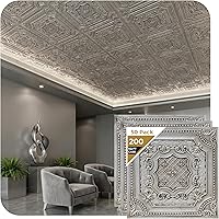 Vista 26 de De normal a hermoso en horas DCT04 Escudo isabelino de PVC 2 pies x 2 pies para colocar o pegar en el techo (cubre / 9,29 m²), blanco antiguo, 25