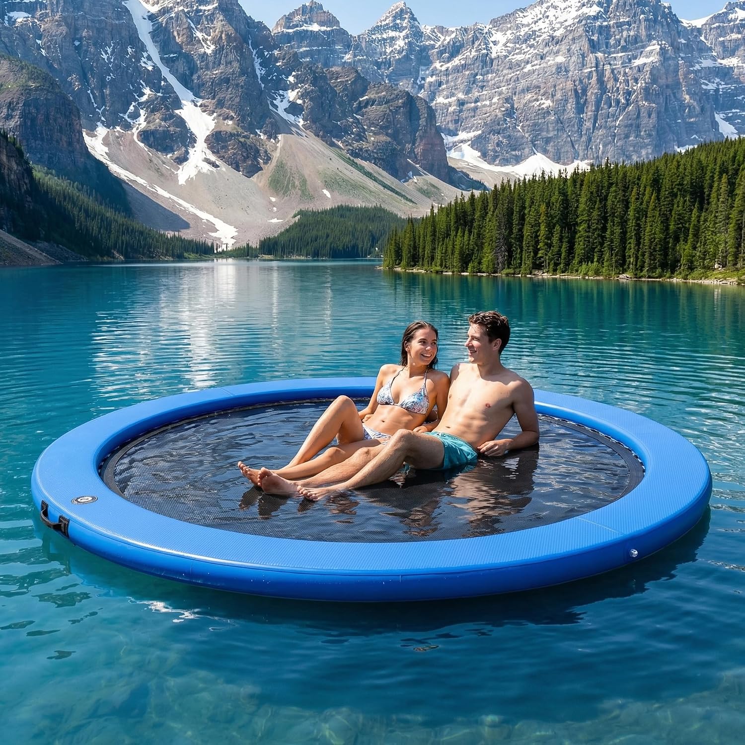 6/8/10/12FT Inflatable Water Hammock, Round Floating Dock, Float Ring Tanning Pool Floats, Ideal for Pool Party, Lakes, Oceans