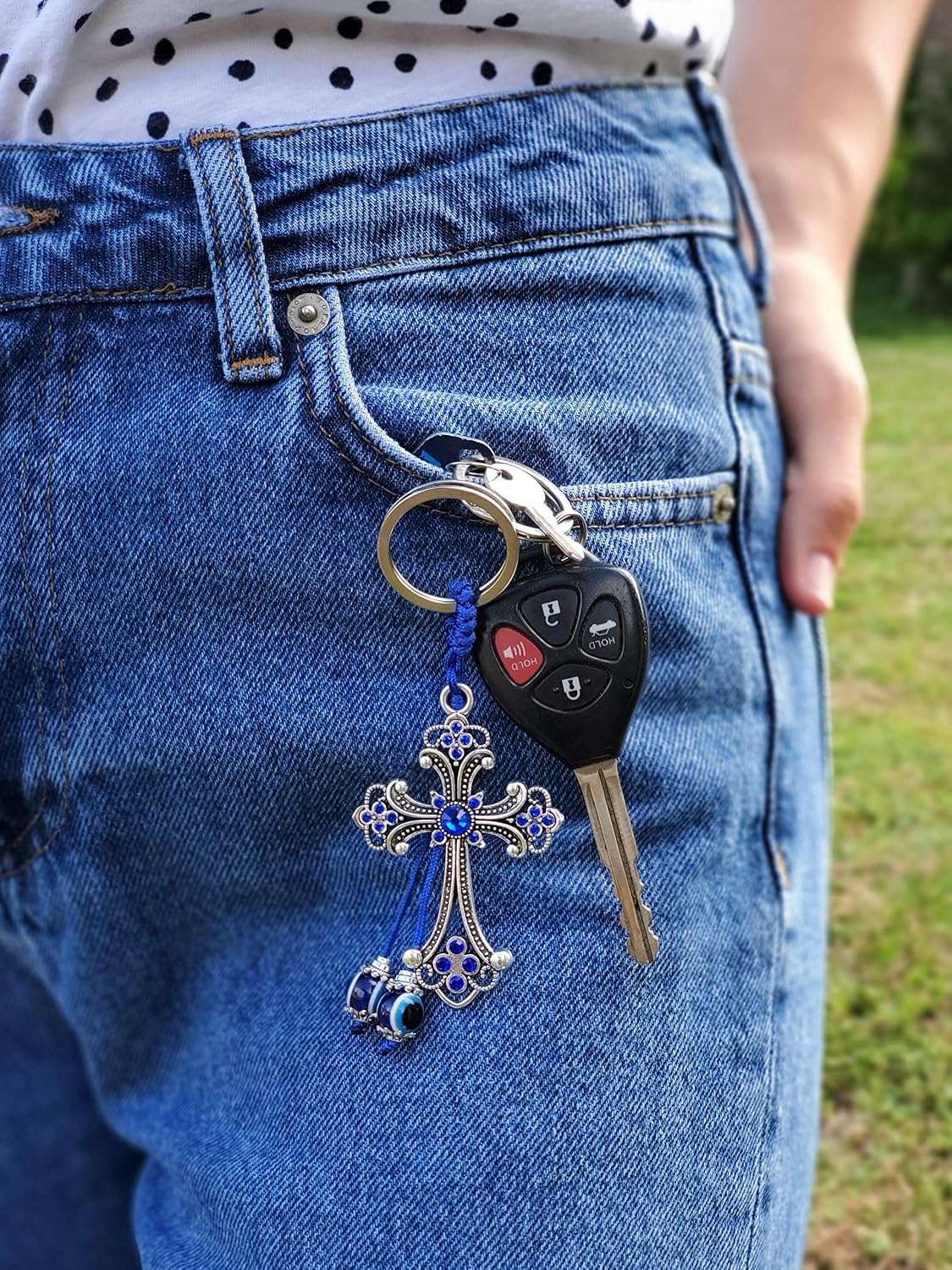 LUCKBOOSTIUM Evil Eye Keychain & Protection, Evil Eye Car Hanging Ornament, Rear View Mirror Accessories, Home Decor image 5
