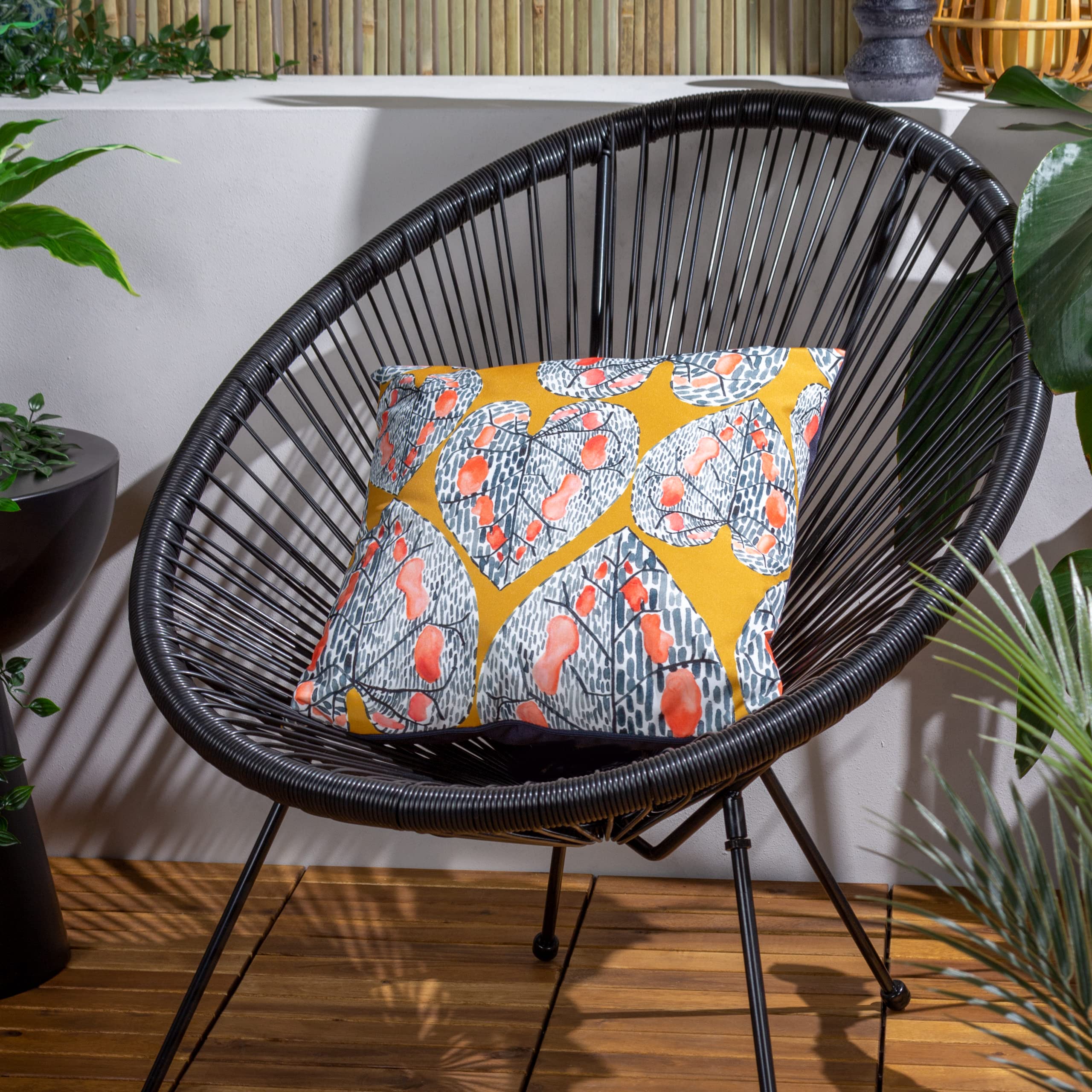 furn. Wylder Tropics Ebons Mahari Outdoor Polyester Filled Cushion - Twin Pack
