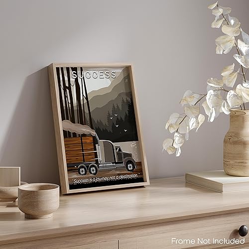Miniatura 5 de Inspirational Wall Art Co. - Éxito - Pósters de citas de motivación para semirremolques - Impresión de envío de regalo, convoy de conductor diésel,