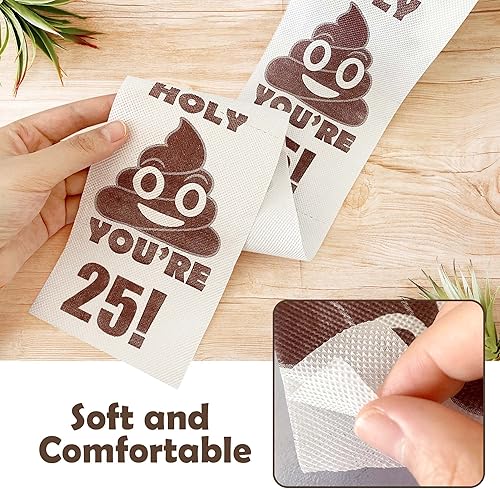 Miniatura 8 de Regalos de feliz cumpleaños 25, rollo de papel higiénico divertido de 3 capas, papel higiénico impreso Holy Poop You're 25, regalo de bromas y