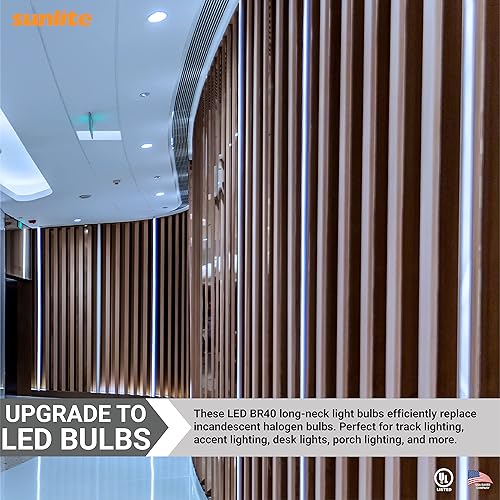 Miniatura 4 de Sunlite 81335 Bombilla LED BR40 reflectora, 13 vatios (equivalente a 75 vatios), 120 voltios, 1100 lúmenes, base E26 media, regulable, reflector,