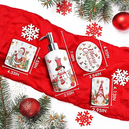 Miniatura 3 de Christmas Bathroom Accessories Set 4, Christmas Bathroom Decor, Xmas Toothbrush Holder Sets, Snowman Soap Dispenser Bath Decorations