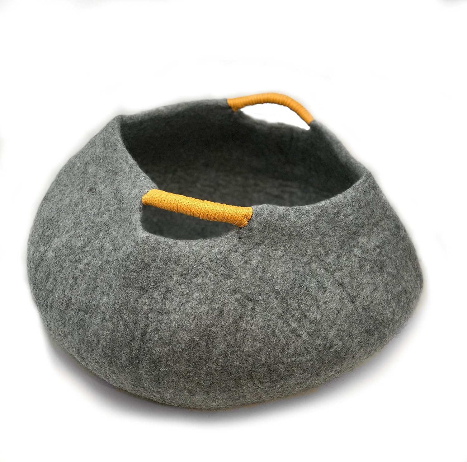 iPrimio 100% Natural Wool Large Cat Basket - Handmade Premium Shaped Felt - Makes Great Cat House and Bed for Kitty. for Indoor Cozy…
