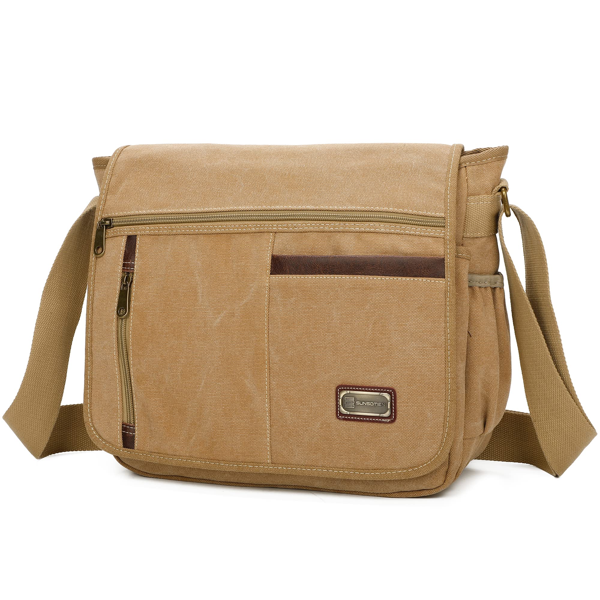 SunsomenMessenger Bag For Man,Canvas Satchel Bag Crossbody Bag Shoulder Bag Vintage 14 Inch