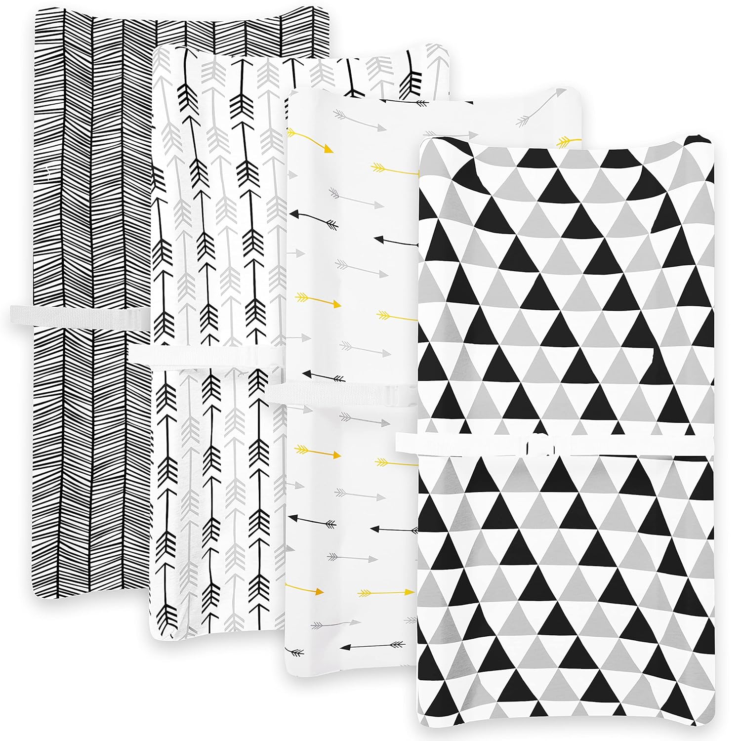 Changing Pad Cover – Baby Changing Pad Covers 4 Pack – Boy or Girl Changing Pad Cover – Pure Cotton Machine Washable Black and White Changing Table Cover – Diaper Changing Pad Cover Sheets : Baby