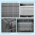 HAPPYGRILL 3 Pieces Patio Conversation Set, Outdoor Furniture Set PE Rattan Sofa Set with Removable Cushions, PE Wicker Chairs with Tempered Glass Side Table for Porch Lawn Garden Balcony Backyard