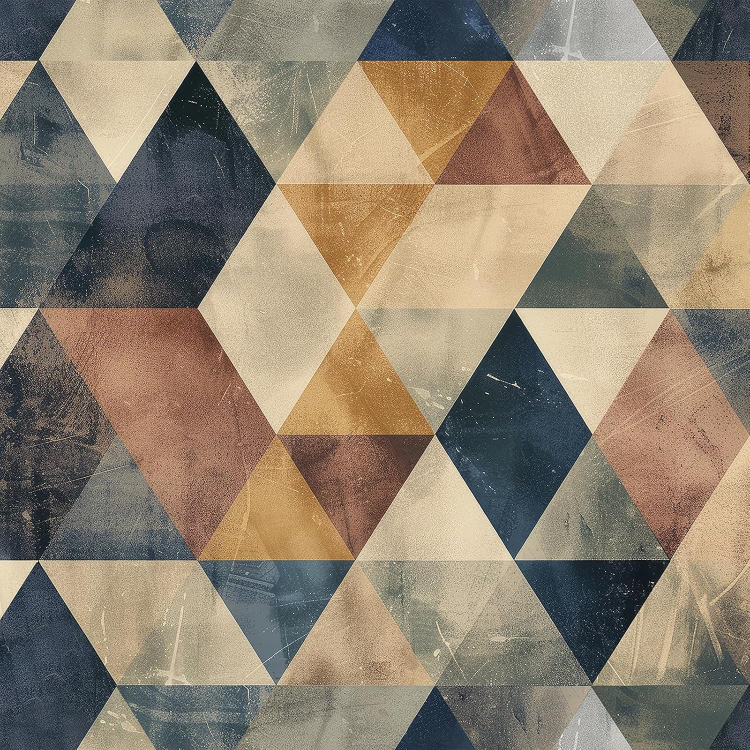 ICOOP Modern Wallpaper 17.5"x276" Geometric Wallpaper Retro Contact Paper Peel and Stick Mid Century Wall Paper Distressed Earth Tone Abstract Colorful Diamond Triangle Wall Mural for Home Waterproof
