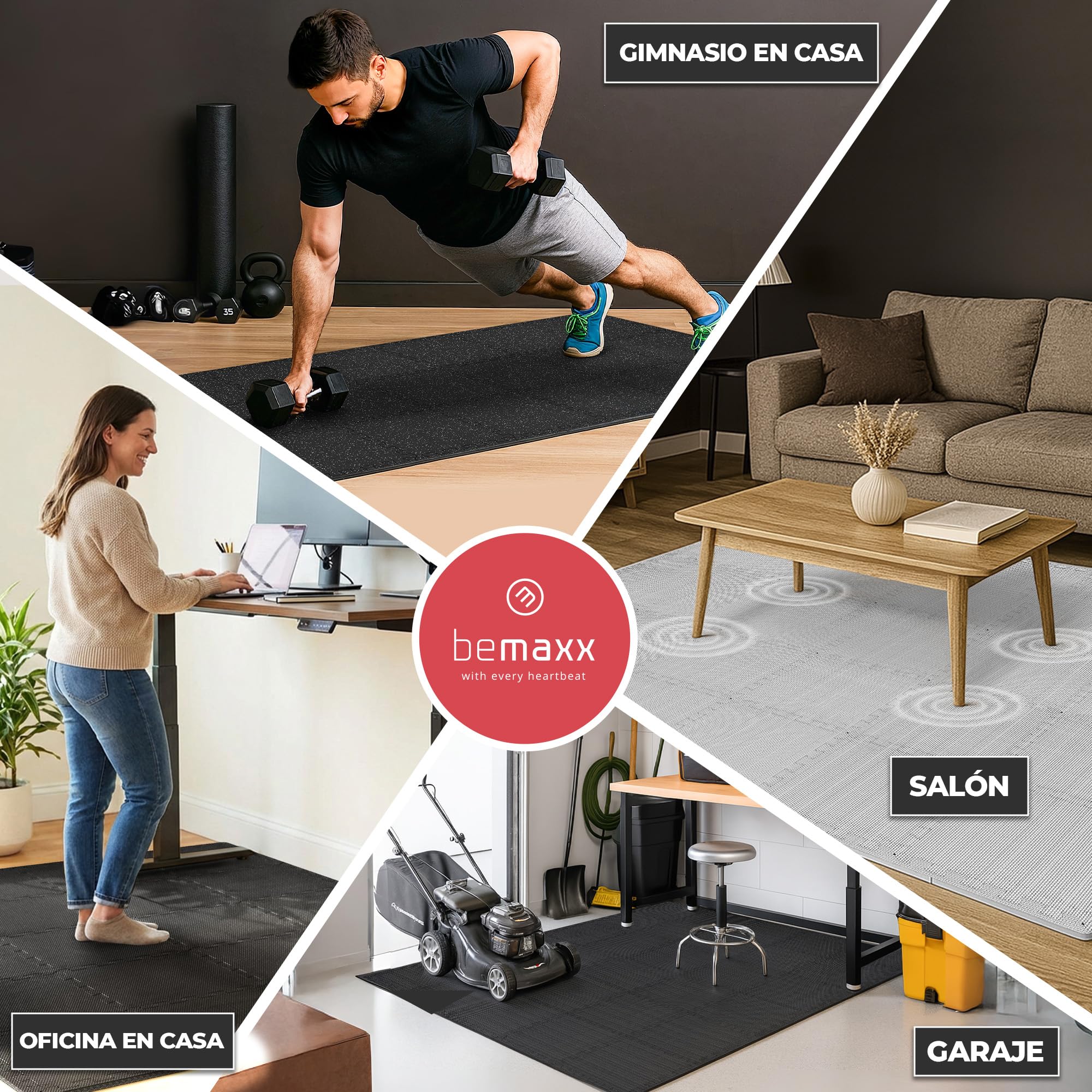 Esterilla Fitness Puzzle para Suelos de Gimnasio | Set de Protección Goma Espuma Losas Caucho para Máquinas de Deporte, Alfombrilla Protector Expandible Tatami Tapiz Alfombra Colchonetas Pesas Gym