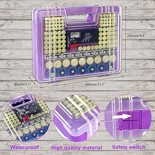 Miniatura 4 de Organizador de almacenamiento de batería, organizador de batería con probador, más de 230 cajas de almacenamiento de baterías de gran capacidad,