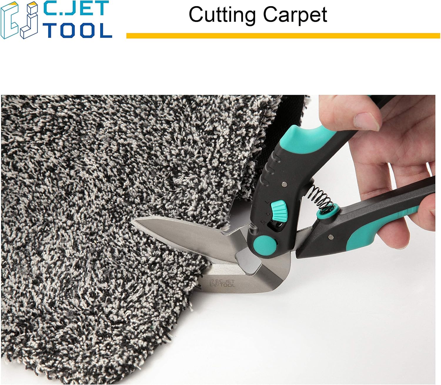 C.JET TOOL 10" Heavy Duty Scissors, Industrial Scissors, Multipurpose, Scissors for Carpet, Cardboard and Recycle, Professional Soft Grip Stainless Steel (Turquoise) - - 