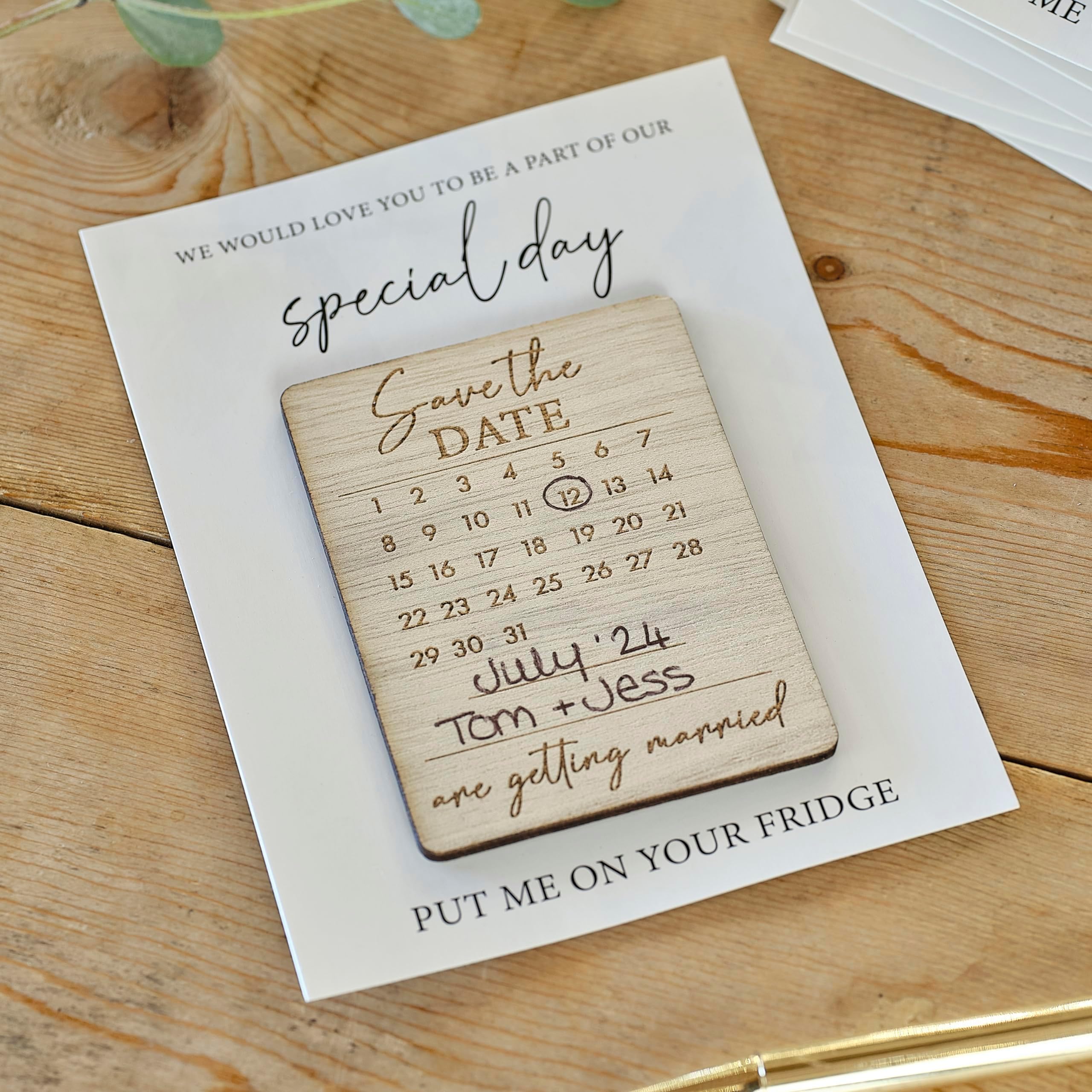 Ginger Ray Wooden Wedding 'Save the Date' Fridge Magnet includes 10 Customisable Magnets