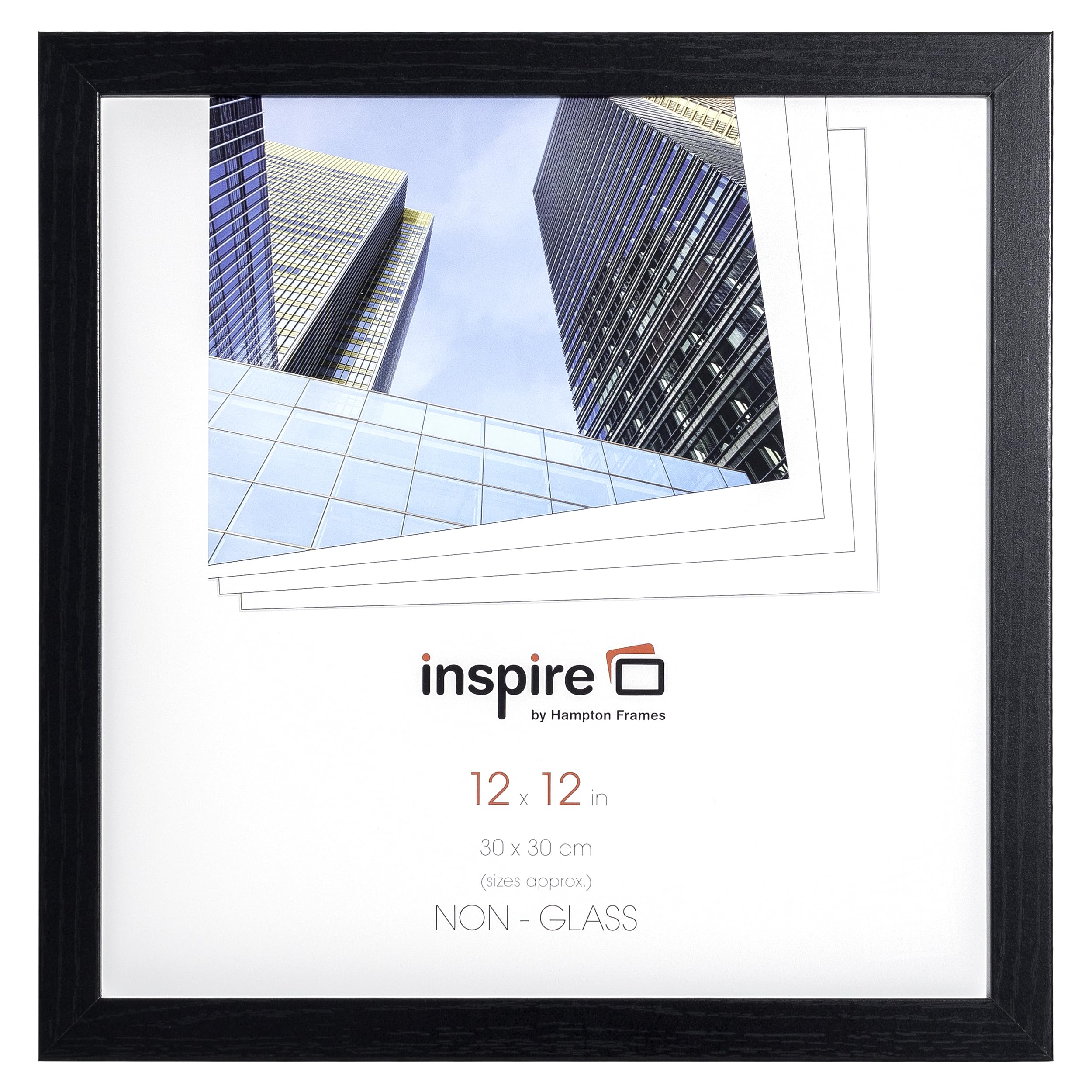 Hampton Frames OXFORD 12x12 (30x30cm) Black Square Picture Poster Photo Frame Plexi (Non-Glass) OXF1212NGX-image-2