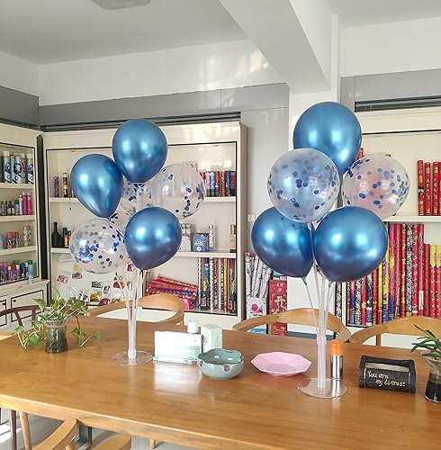 Miniatura 8 de Soporte de globos, centro de mesa con globos, decoración de mesa para fiesta de cumpleaños, Día del Padre, graduación, revelación de género (azul,