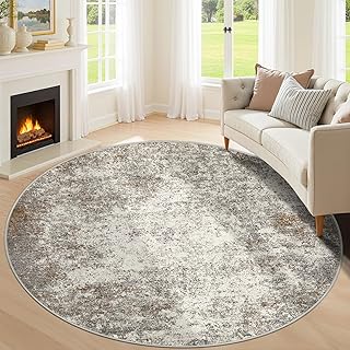 8ft Washable Round Rug - 8x8 Area Rugs Modern Abstract Rugs for Living R...