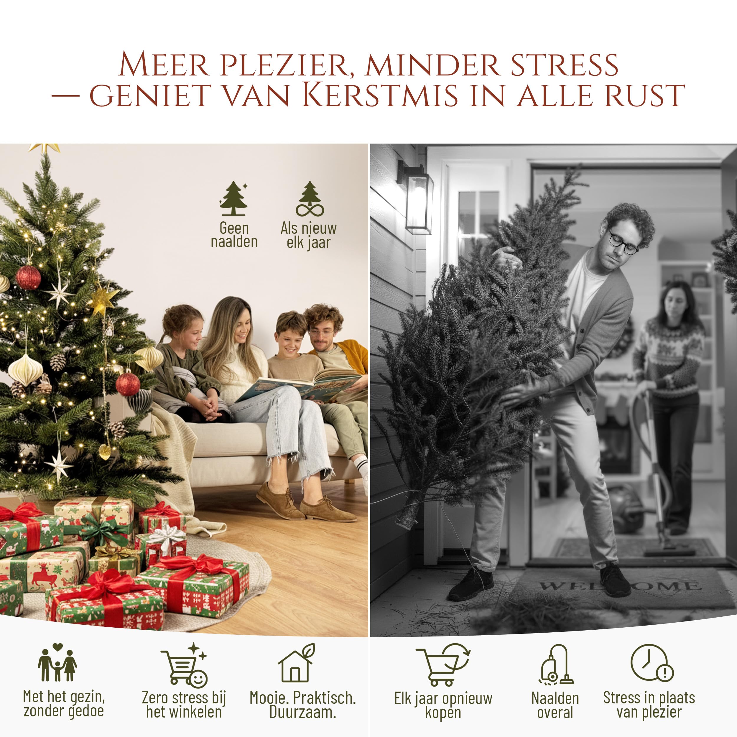 Sapin de Noël Artificiel Premium 150 cm - Gagnant du Test - Réalisme Exceptionnel, Branches épaisses, livré avec Support en Bois et Sac de Rangement – Pure Living