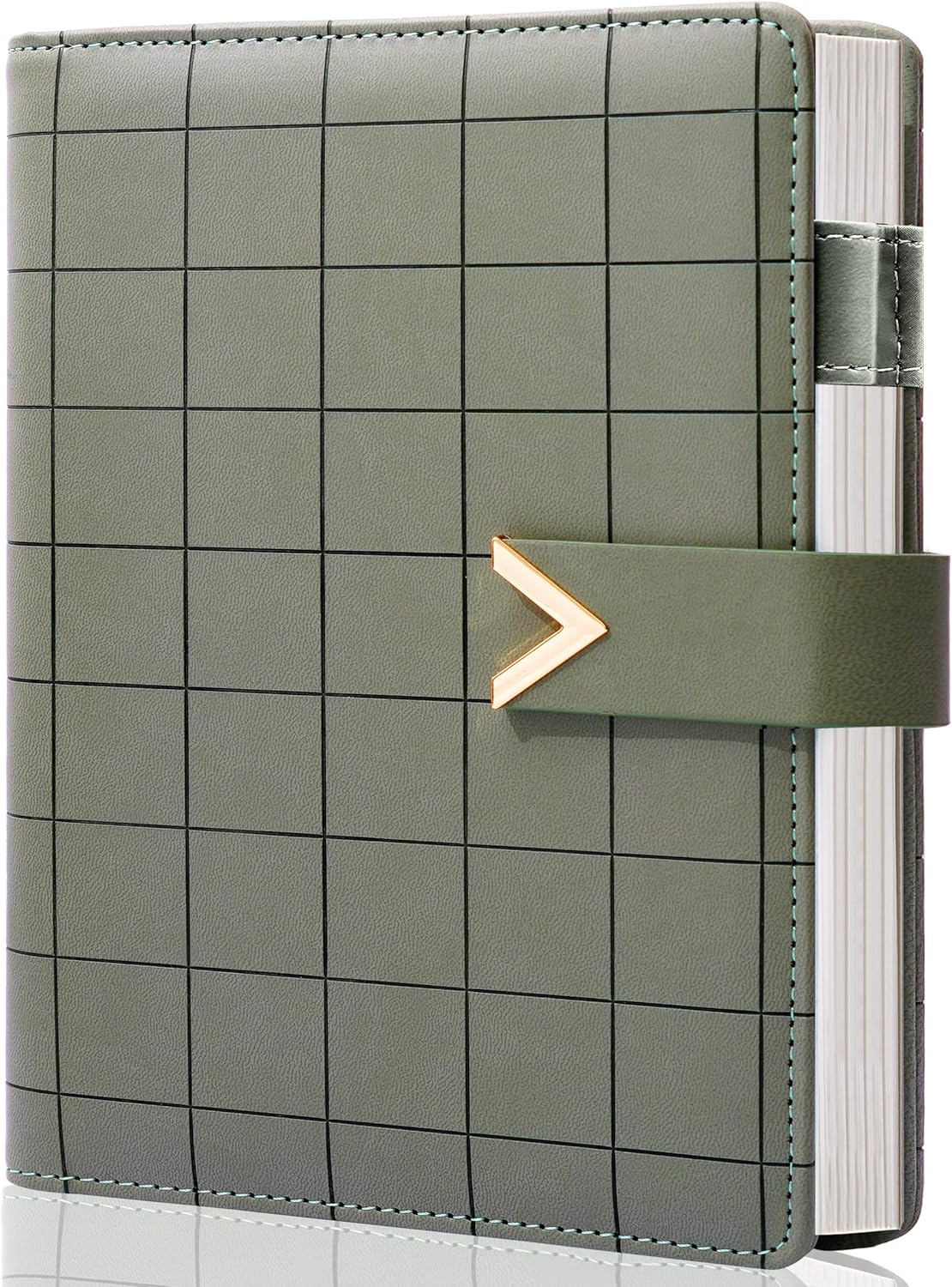 CAGIE A5 6 Ring Binder Refillable Notebook Spiral bound Leather Journal for Business Planner Personal Organizer Refillable notebooks for work, Dark Green
