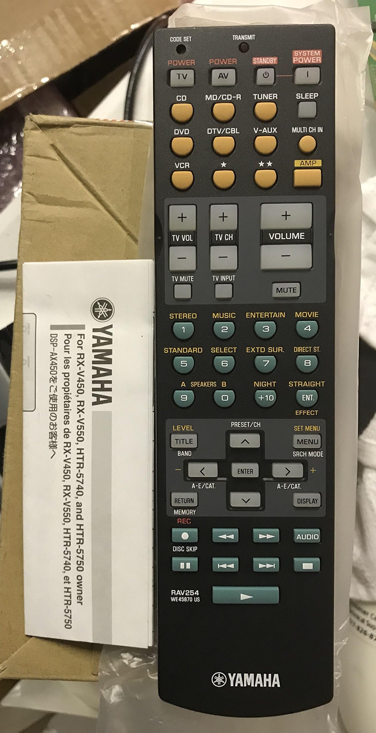 Yamaha WE458700 REMOTE RAV254)