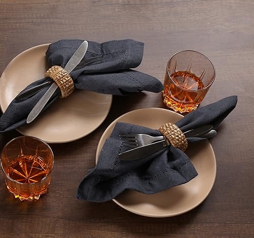 Miniatura 5 de Juego de 12 servilletas de tela de algodón con dobladillo de 18 x 18 pulgadas, decorativas, suaves, duraderas, lavables, reutilizables, perfectas
